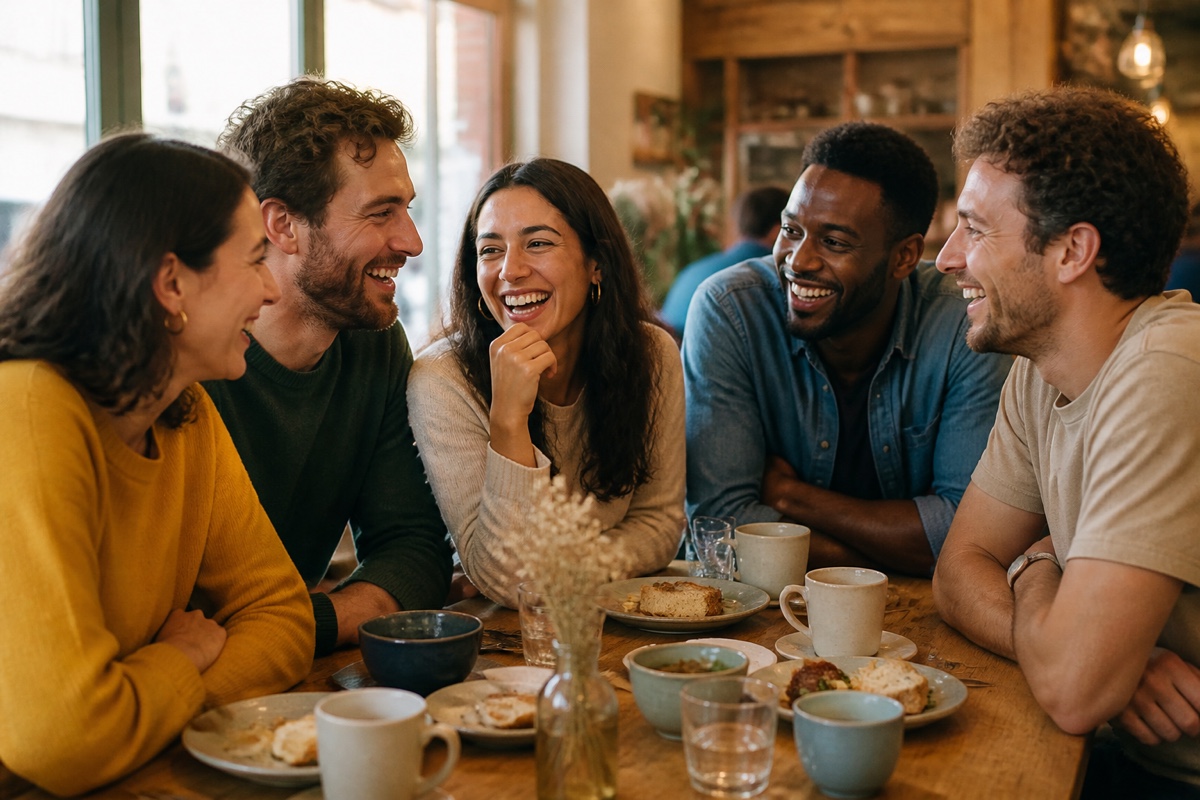 Un groupe d’amis partageant un moment ensemble