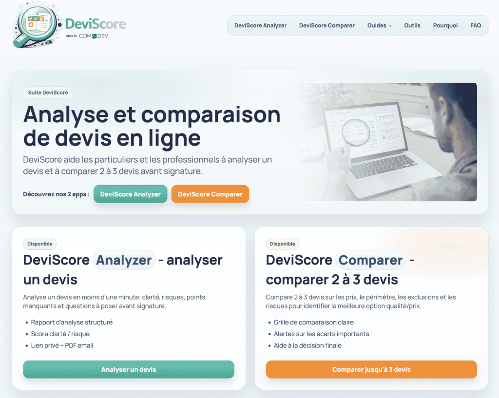 DEVISCORE - Analyse et comparaison de devis